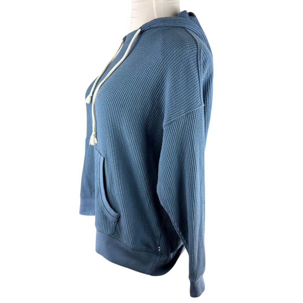 Aerie Waffle Knit Hoodie 1/2 Zip Up Sweater Hoody Marbled Blue Oversized Small - Picture 5 of 13